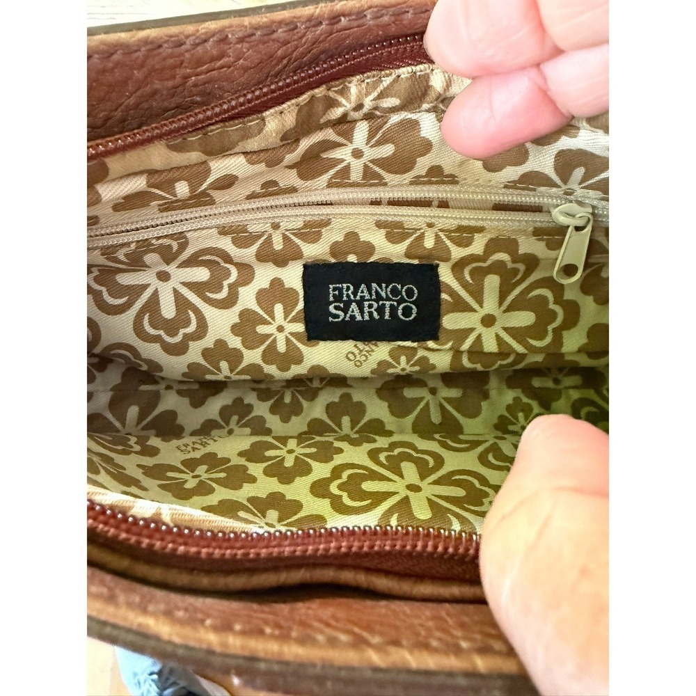 Franco Sarto Woven Straw Shoulder Bag Womens Small Brown Boho Leather Trim Used - Picture 4 of 14